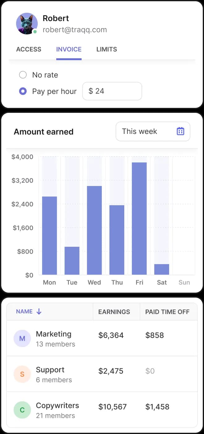 Manage leave with a flexible time tracking app that supports small teams, google docs integration, and detailed timesheets for accurate tracking.